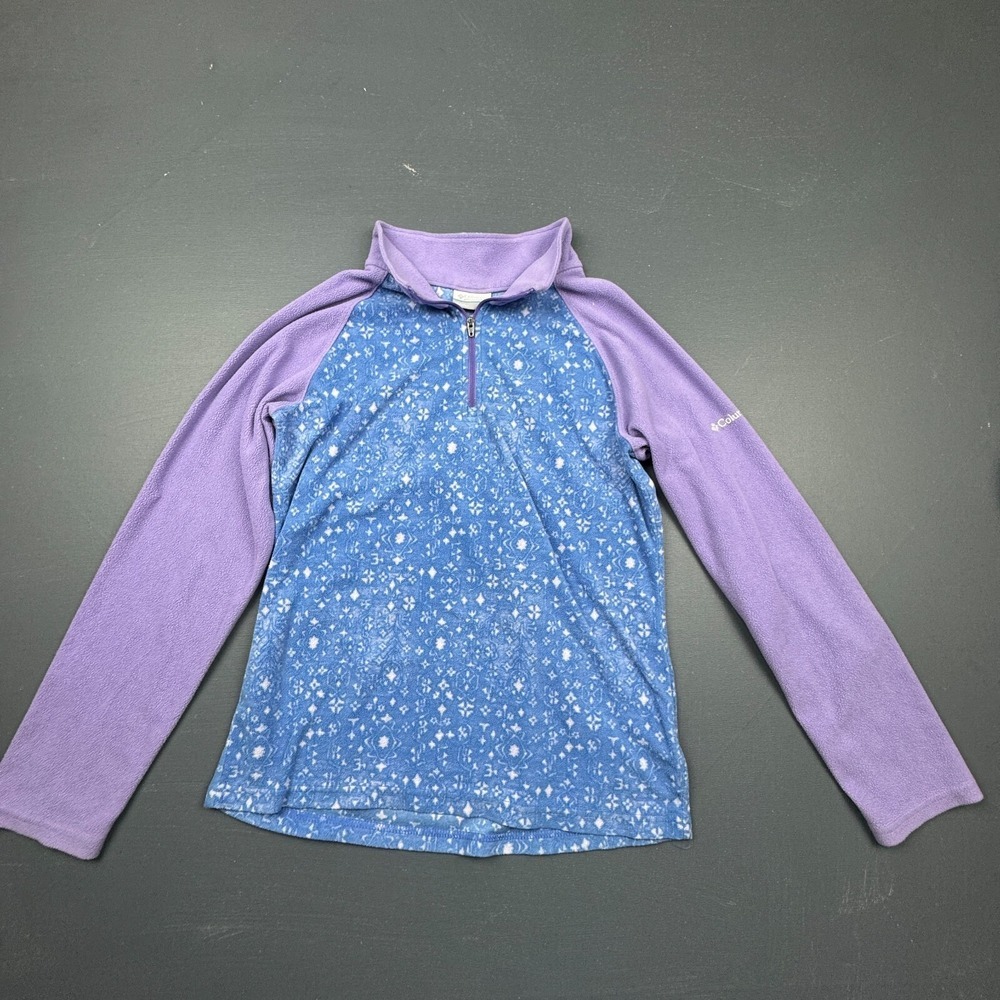 Columbia Girls 14/16 Purple Blue Fleece Half Zip Pullover Winter Warm Soft Top